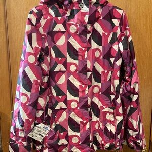Roxy Pink and Purple Geometric Ski Jacket